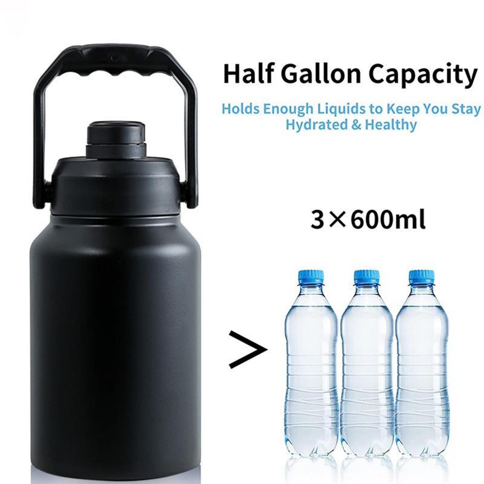 Bottiglia d'acqua isolata - Bottiglia d'acqua isolata da 128 once, borraccia sportiva in metallo in acciaio con manico per sport, scuola, palestra o mantenere freddo 48 ore o 12 ore