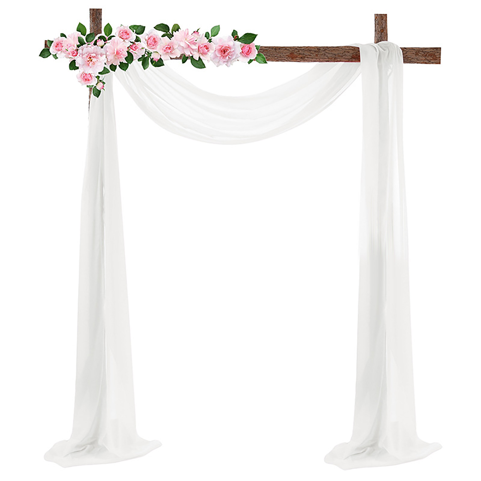 Wertswf Pink, Purple, Blue, White Wedding Arch Drapes Chiffon Fabric Draping Curtain Sheer Backdrop Valance For Reception,Swag,Ceiling,Wedding Table Chair,70 X 550Cm, White