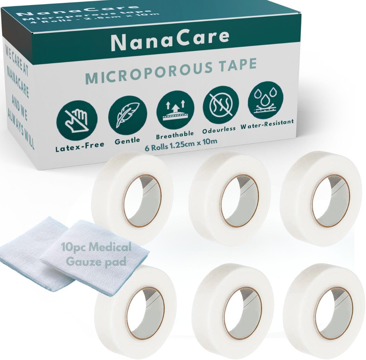 Paper Surgical Tape 1/2 inch x 11yd (6 Rolls) +10pc...