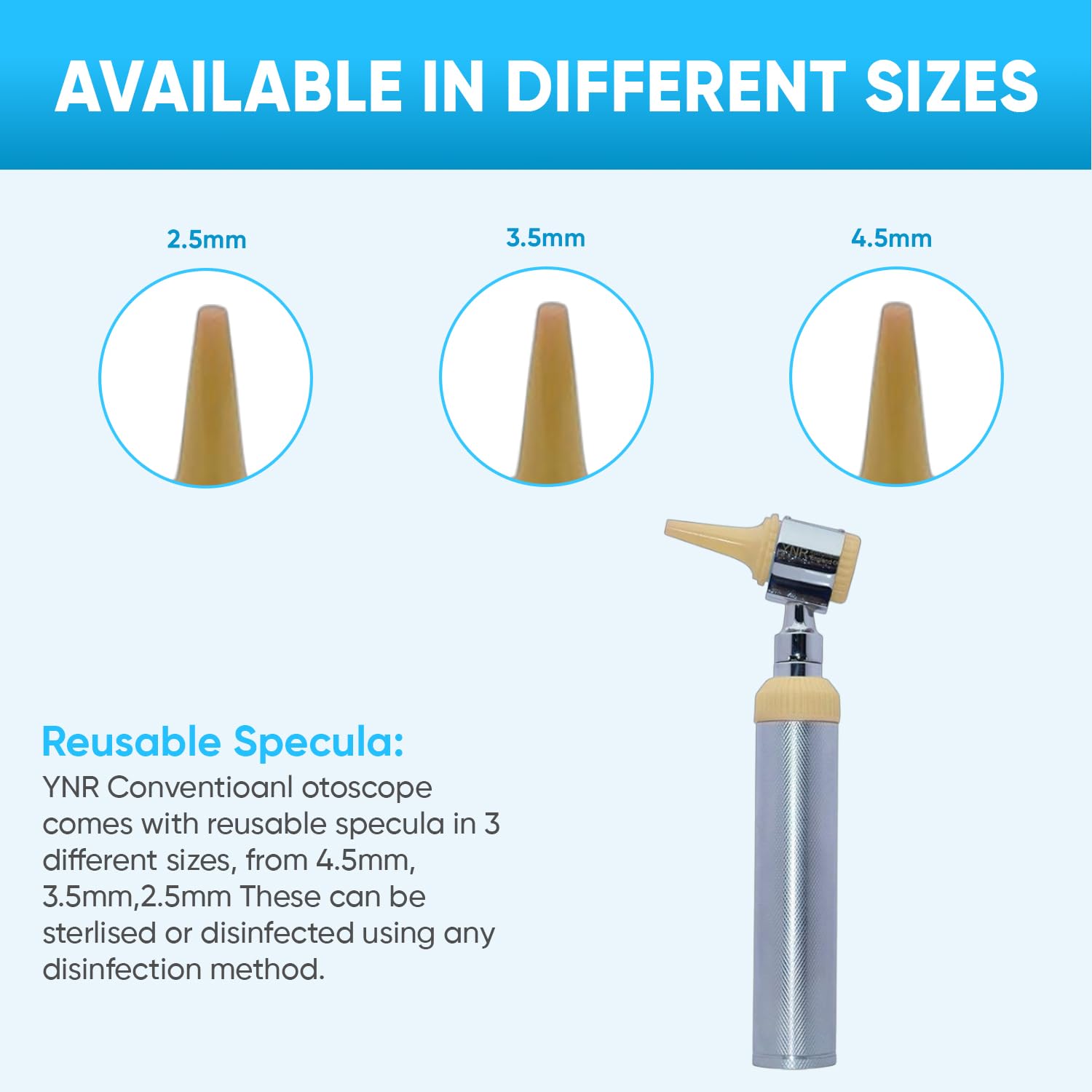 YNR Otoscope de diagnostic grossissant - Lumière directe à LED - Otoscope auriculaire pour médecins, infirmières, adultes, enfants, bébés et animaux âgés - Crème