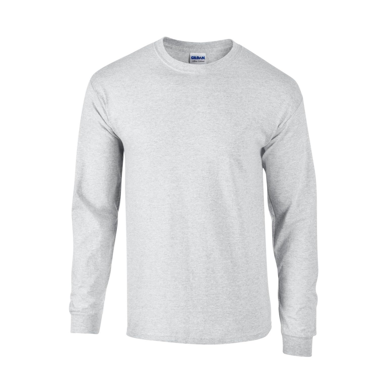 Gildan Unisex Adult Plain Ultra Cotton Long-Sleeved T-Shirt (S) (Ash)