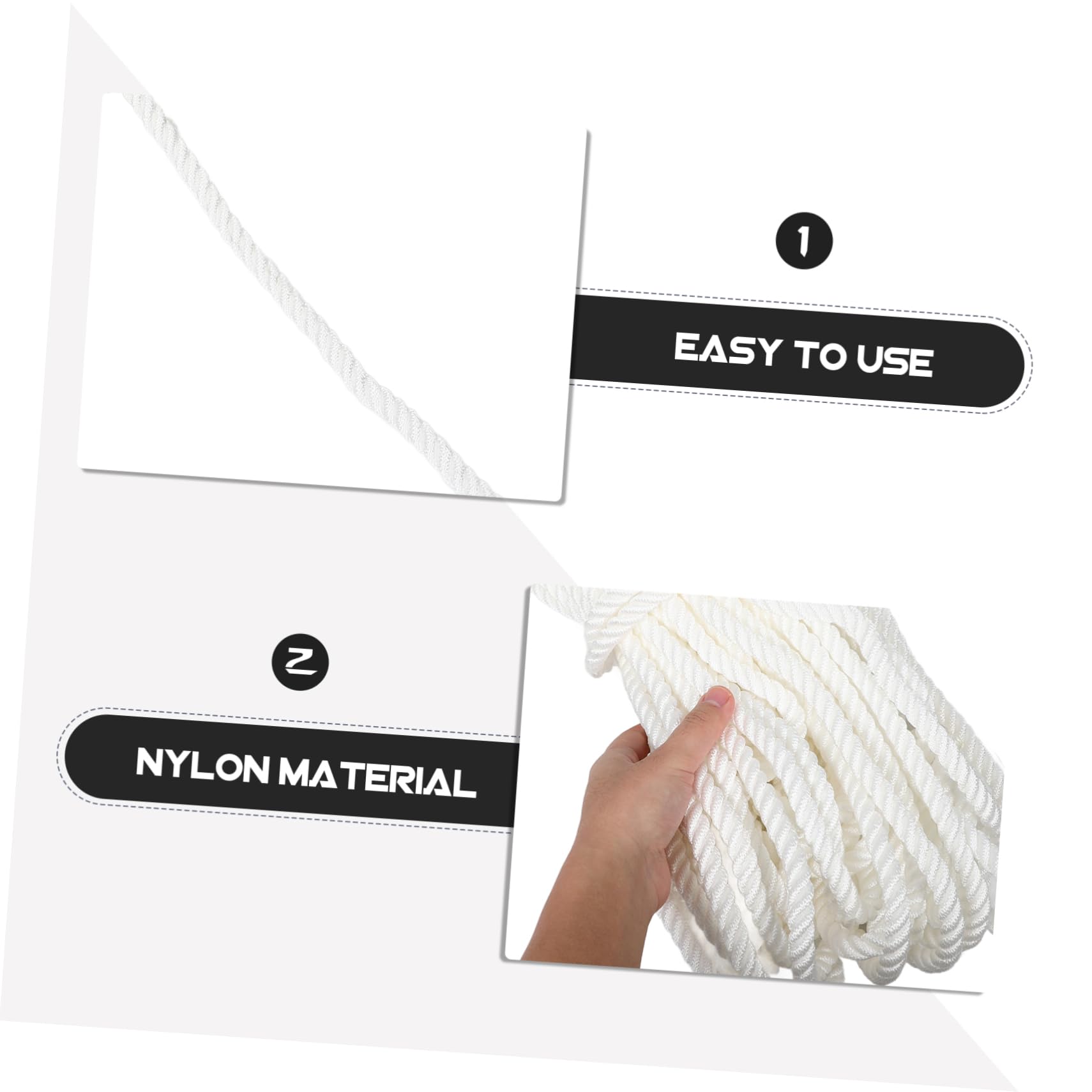 BESPORTBLE Corde D’ en Nylon 12mm Blanc pour Bateau, Ligne D’ancrage Stable, Résistante aux Environnements Marins, et Mouillage