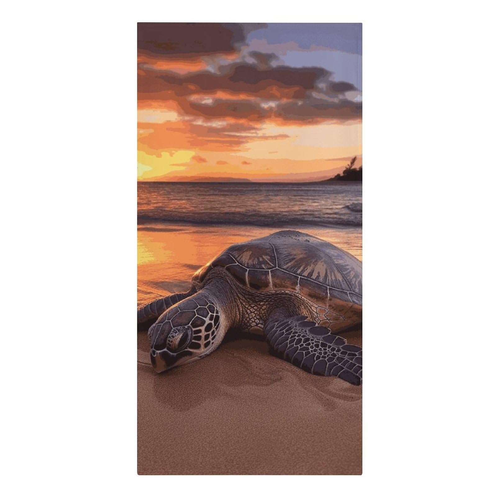 QMNLKH Sea Turtle Sunset Beach Towel for Women, Large Microfiber Pool Towel for Men, Absorbent Swim Towels for Home, Lightweight Bath Towels for Camping, Yoga, 30.3"x61.4"