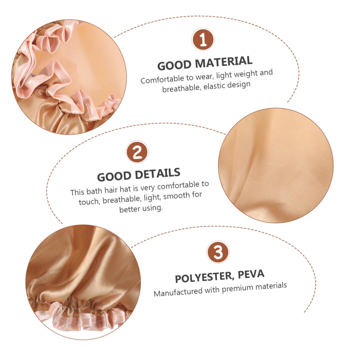 Healvian 4piezas Gorro De Ducha Reutilizable Para Mujeres Diseño Elástico Gorro Para Spa y Cocina Para Cabello y Rizado Champán