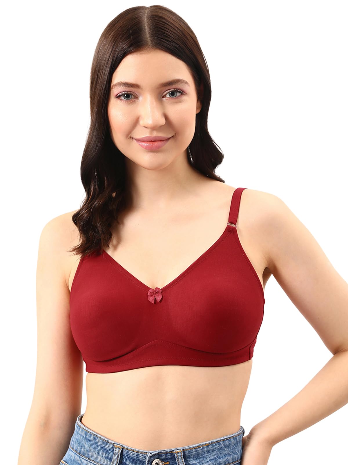 clovia Women Cotton Spandex Solid Non-Padded Full Cup Wire Free T-Shirt Bra-picture-23