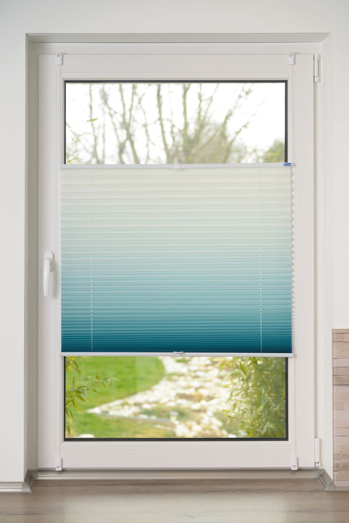 K-Home® Klemmfix-Plissee Farbverlauf Petrol B70 x H210 cm