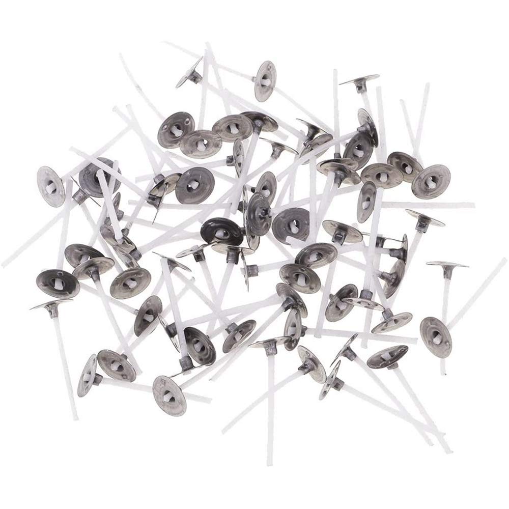 POFET 100pcs Candle Wicks - 3.5cm Pre-waxed Wicks for Candle Making