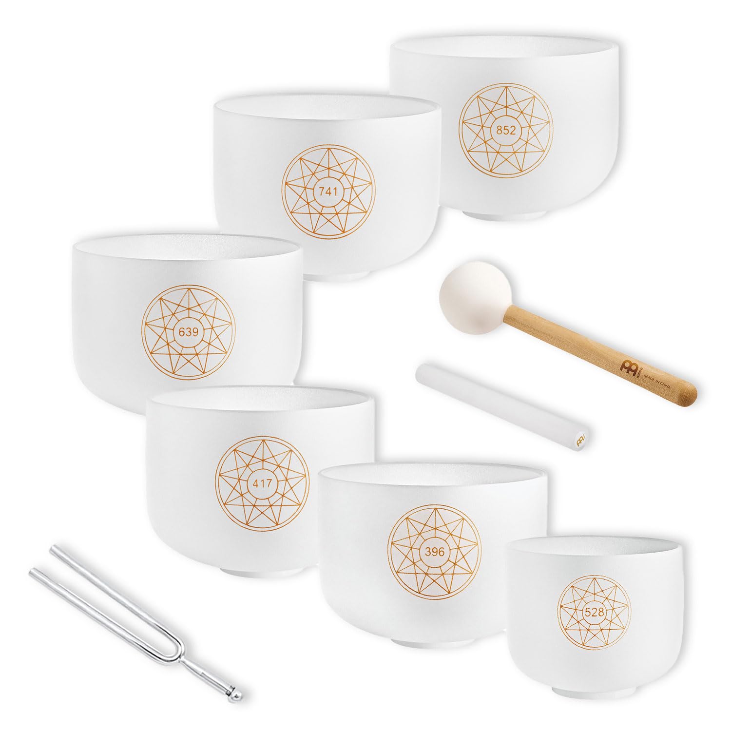 Meinl Sonic Energy SolcsbSET Crystal Singing Bowl Solfeggio Set with keepdrum tunel