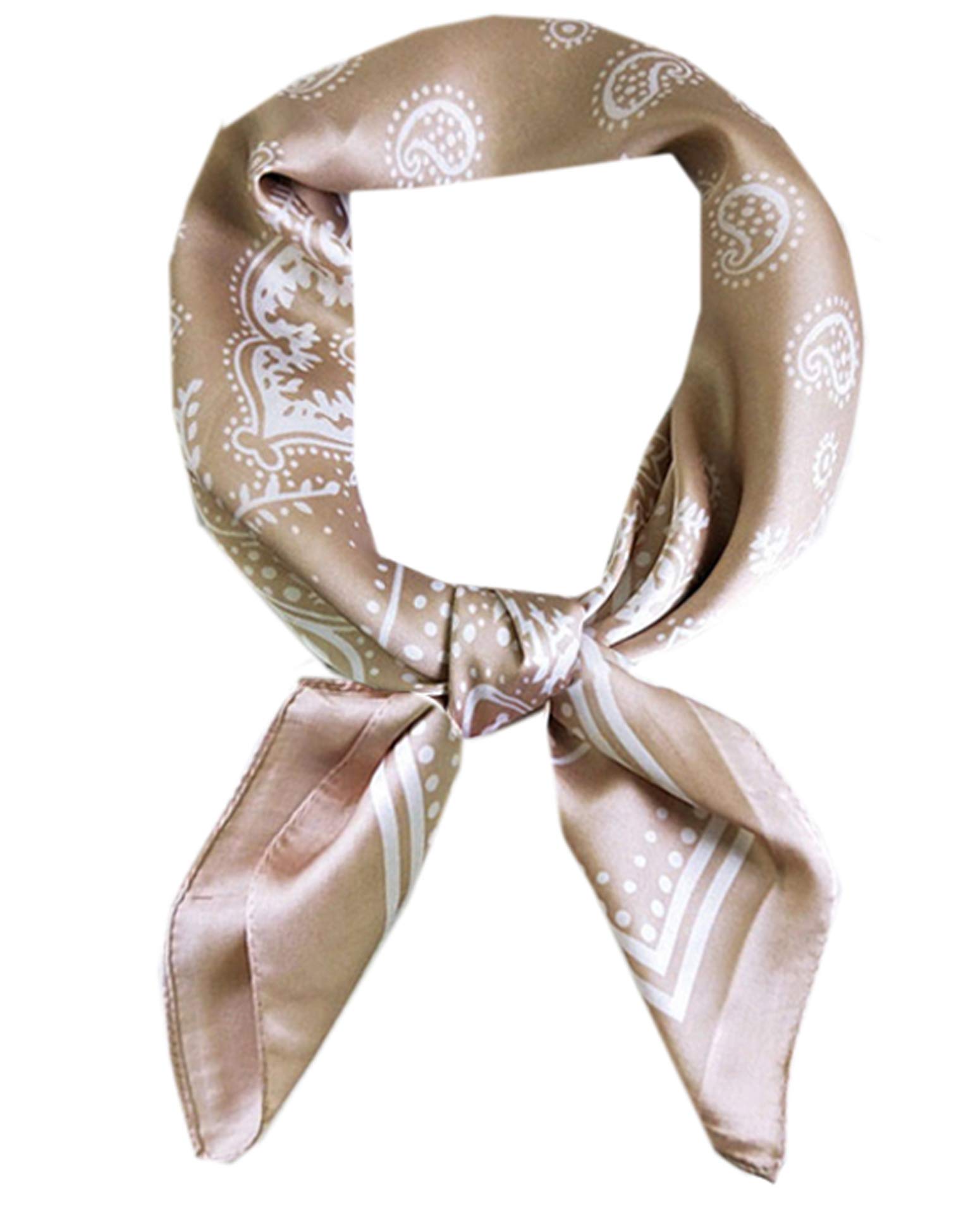 WENLOOY Square Satin Silk Feeling Hair Scarf Headscarf for Women/Men's Necktie Silk Bandanas Pocket Square, Fj02-8, 27.5×27.5 inches