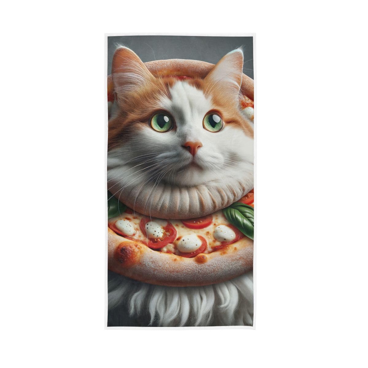 LSRCPD Funny Cat and Pizza Hand Towel, 15 x 30 Inches, Soft Highly Absorbent Towels for Bathroom Gym Hotel
