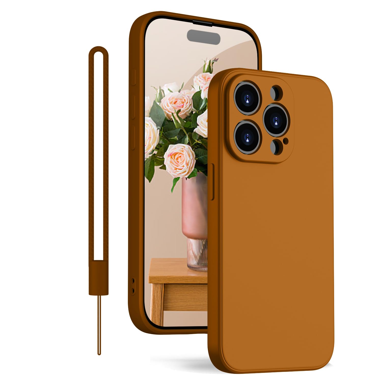KPPIT for iPhone 13 Pro Max Case Silicone,Shockproof Cover with Microfiber Lining 6.7 inch,Full-Body Protective for iPhone 13 Pro Max Phone Case(Brow) Brown