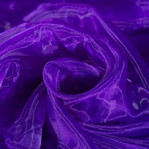 Fynite Cadburry Purple Organza Fabric by The Yard | 1 Yard Long | 44" Wide | Bridal Soft Sheer Organza Tulle for DIY Wedding Dress Fashion Craft Decorations