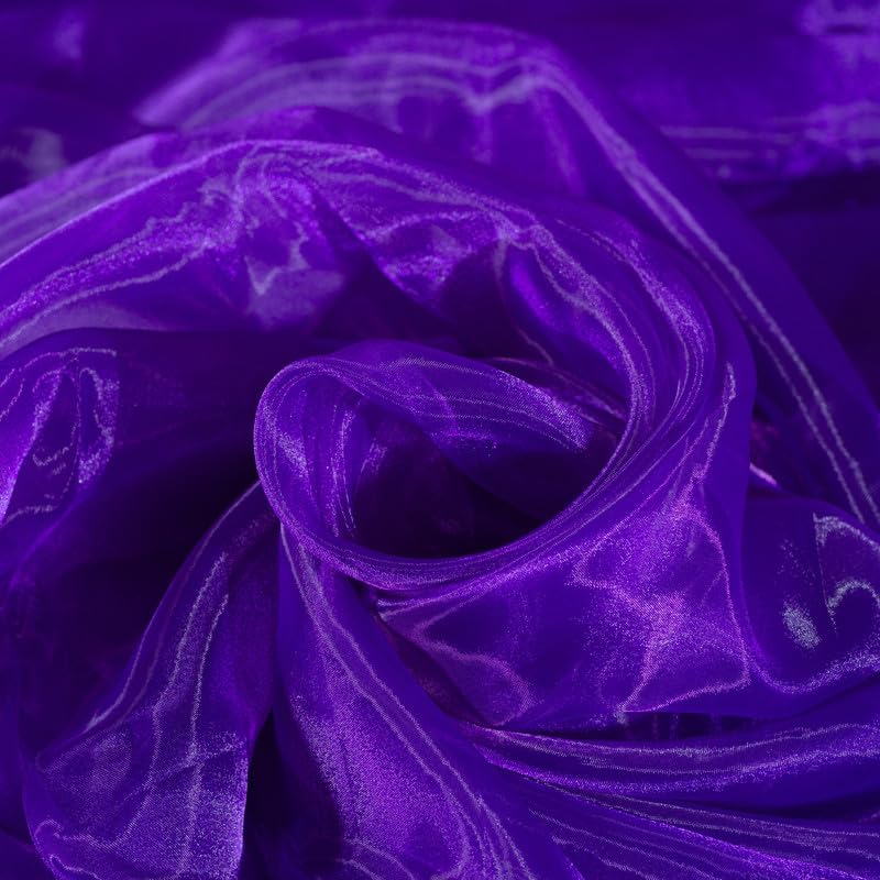 Fynite Cadburry Purple Organza Fabric by The Yard | 10 Yard Long | 44" Wide | Bridal Soft Sheer Organza Tulle for DIY Wedding Dress Fashion Craft
