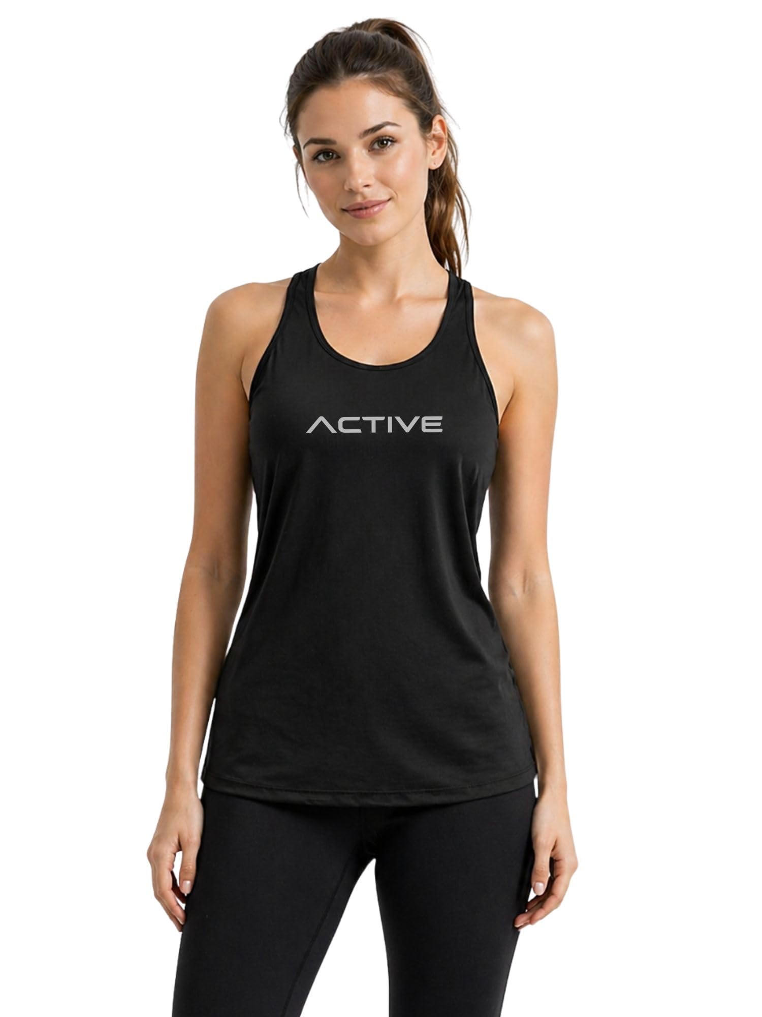 Women’s Racerback Gym Vest Activewear Tank Top – Breathable Sleeveless Workout T-Shirt for Yoga, Running, Fitness-Active Blackline-image-11