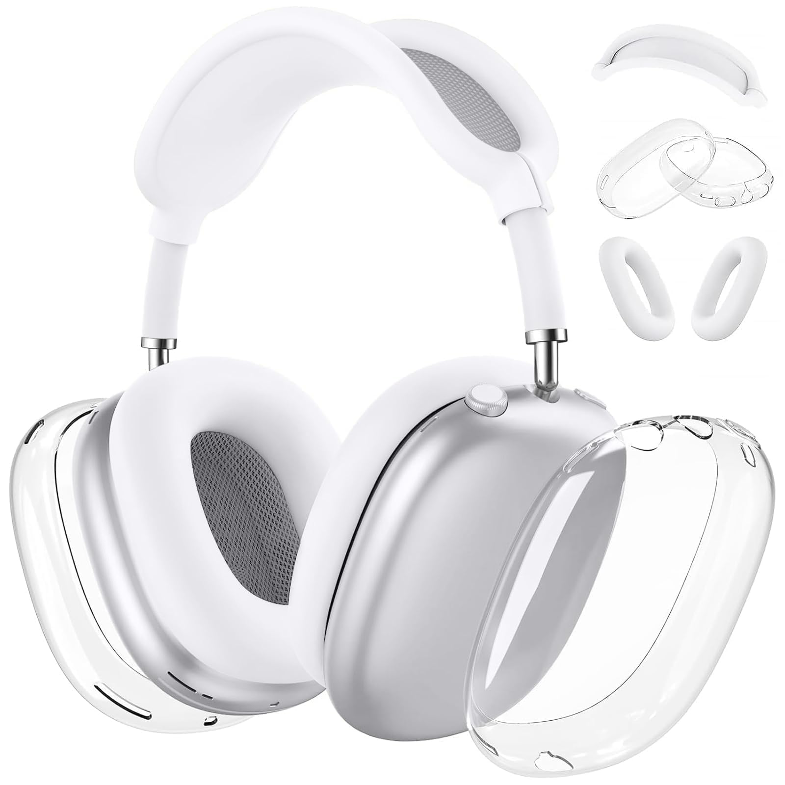 Foweroty Silicone Case for AirPod Max (2024/2020), Clear Soft Light Ear Pad Case/Ear Cups Cover/Headband Shell，Ultra Protective Cover for AirPods Max