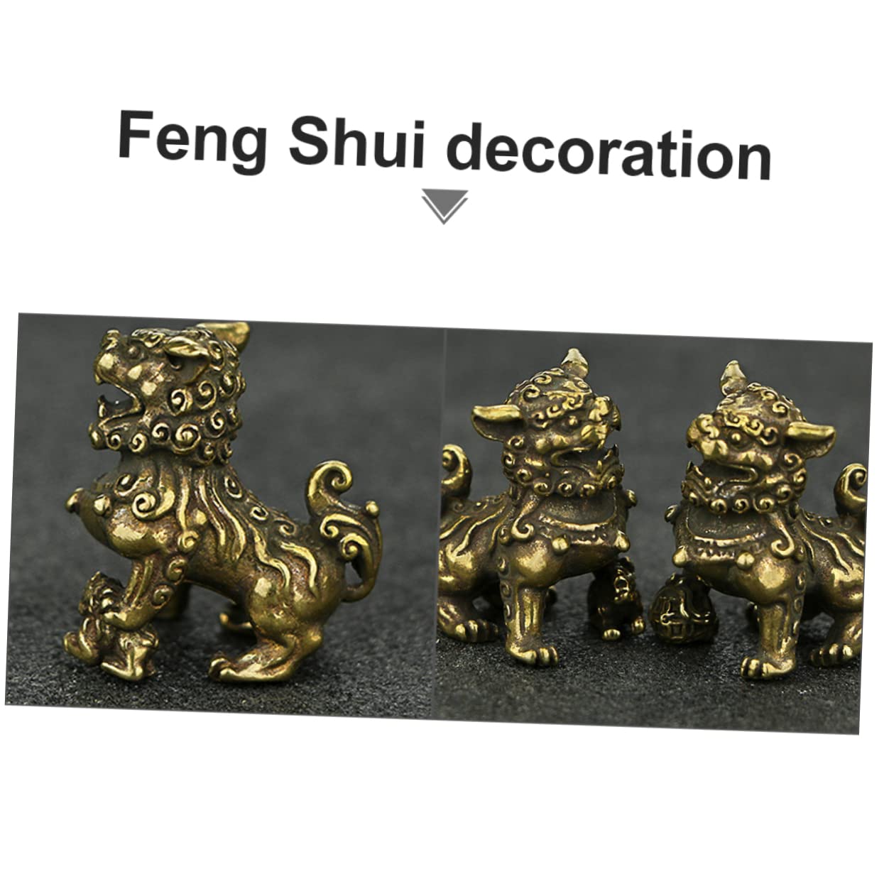 CLMJHG FCXDMY 2 pary Feng Shui lew ozdoba mosiężne dekoracje na biurko ozdoby do wystroju domu