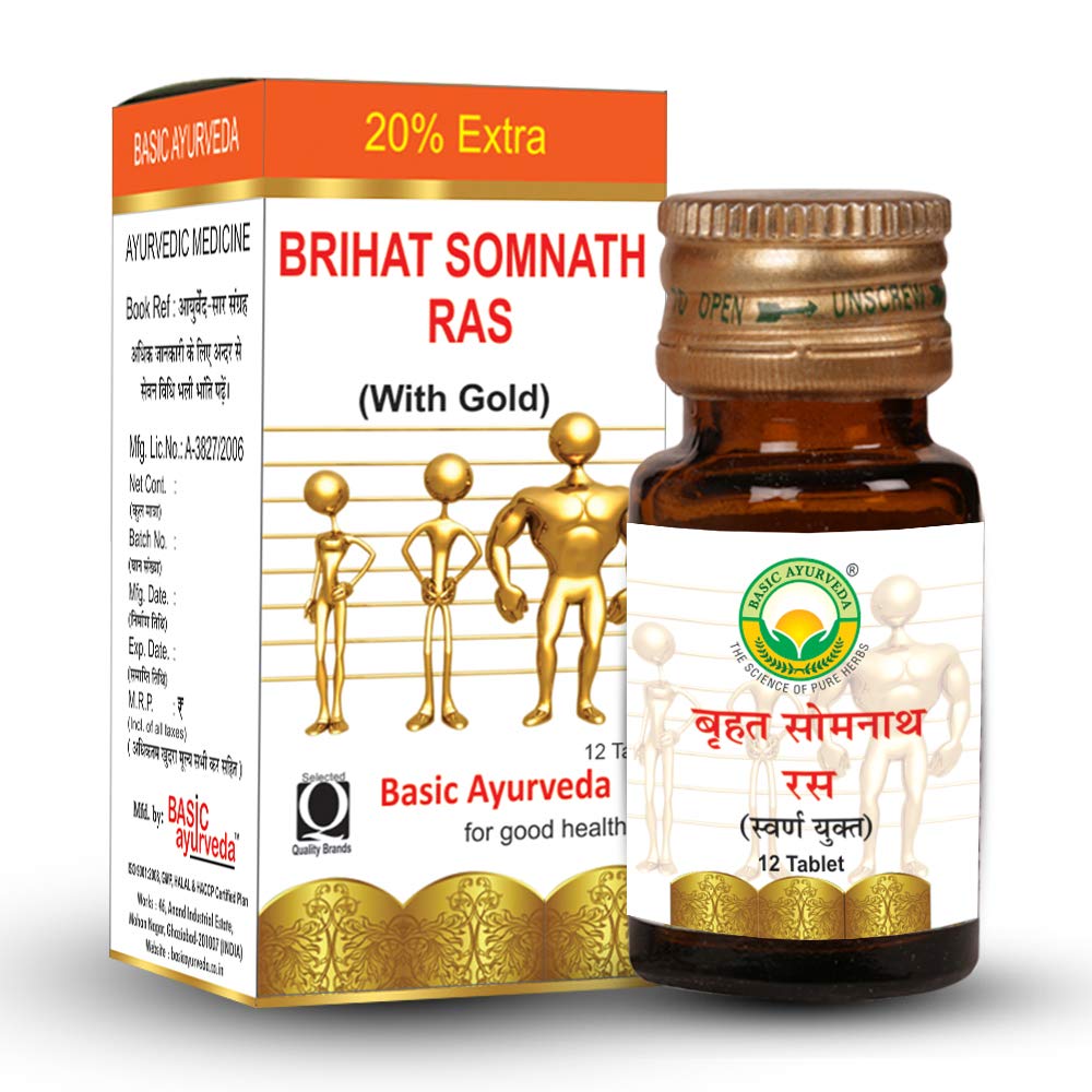 BASIC AYURVEDA Brihat Somnath Ras With Gold 12 Tablets | (B082D8WF2P) Amazon Price History, Amazon Price Tracker
