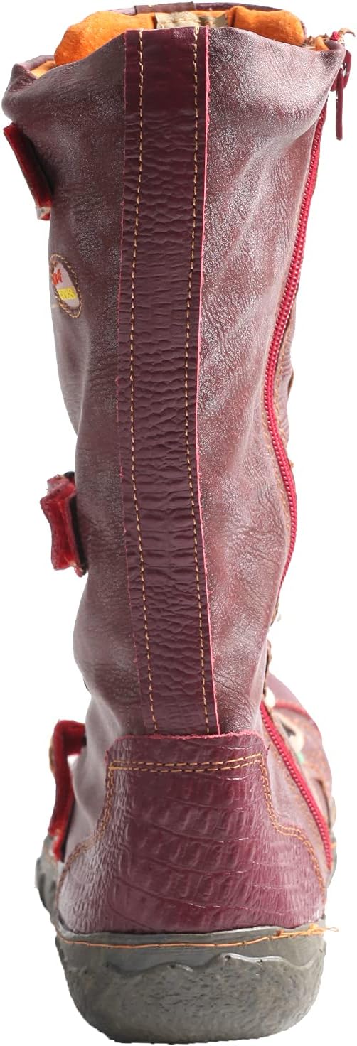 TMA EYES Strape-Accent Washed PU Leather Flat Damen Stiefel mit Übergröße - Bild 25 von 34
