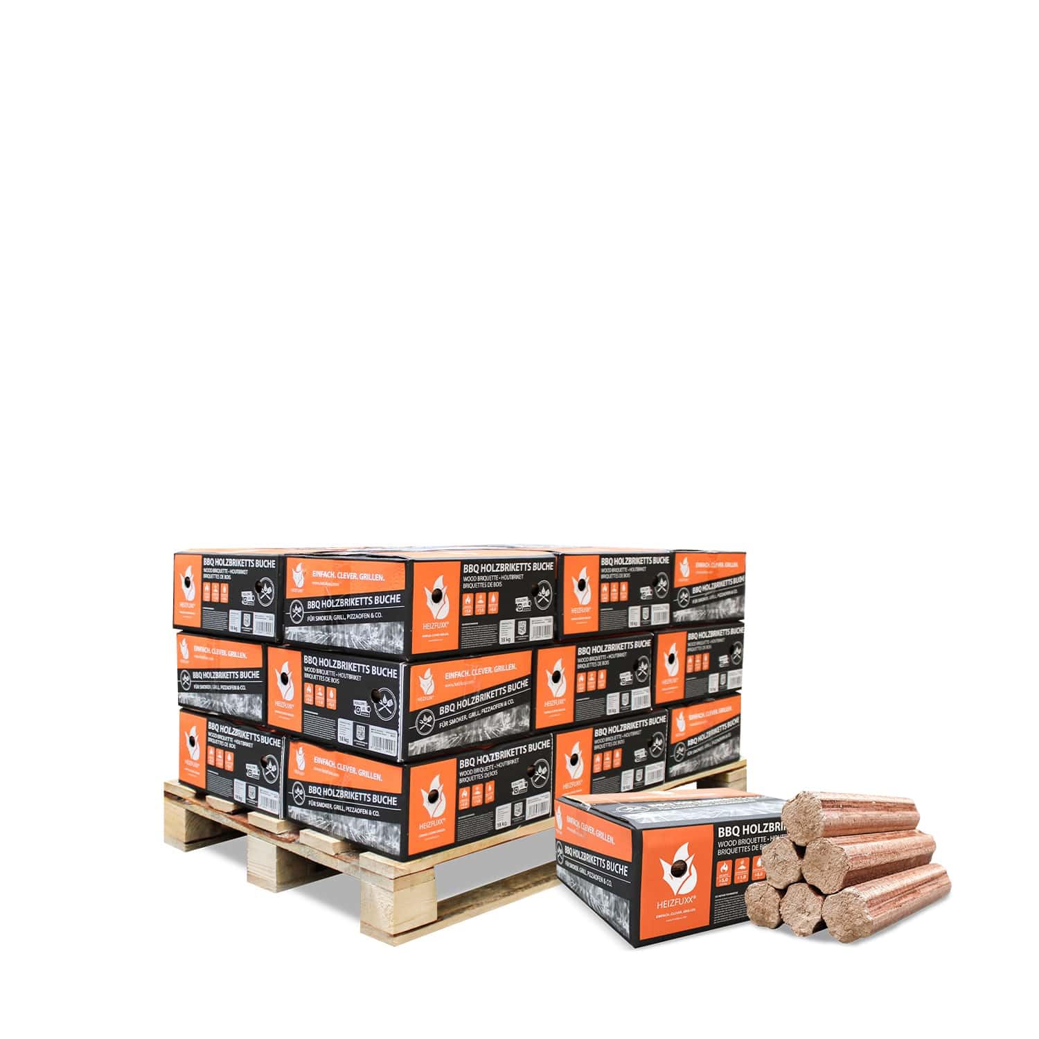 HEIZFUXX BBQ Buchenholzbriketts 324 kg (18 x 18 kg) 1 Palette