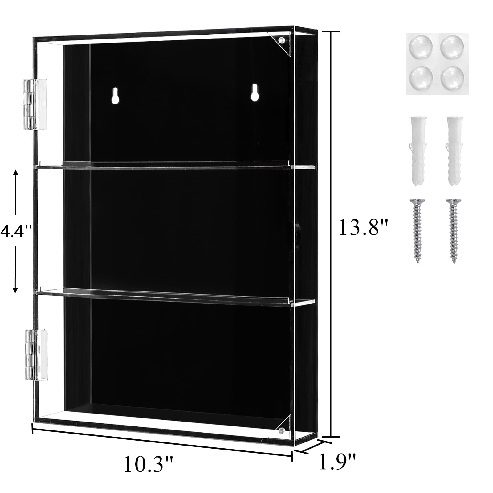 Tebery Baseball Card Display Case Acrylic, Sports Trading Card Display Frame with UV Protection Door, Clear Wall Mount Graded Card Cabinet with Detachable Shelf for Football Basketball Hockey Cards