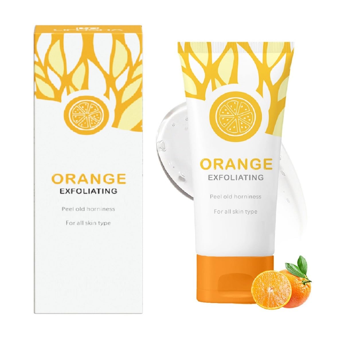 Orange Exfoliating Gel Scrub Face Body Skin,Natural Orange Peeling Gel Face Scrub,Deep Cleansing Moisturizing Facial Exfoliator(50g)