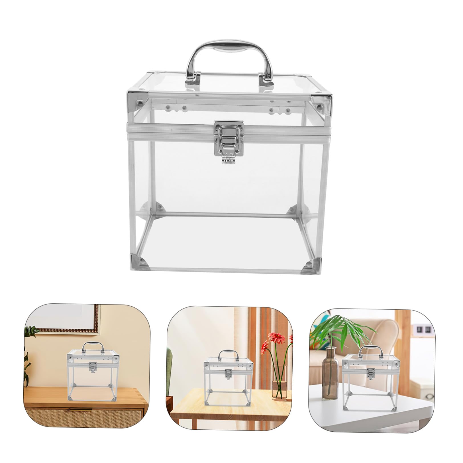 Scatola Porta Dischi Vinile in Acrilico con Manico, Contenitore Portatile per CD e Dvd, Grande Capacità per Soggiorno e Spazio Intrattenimento Elegante e Funzionale