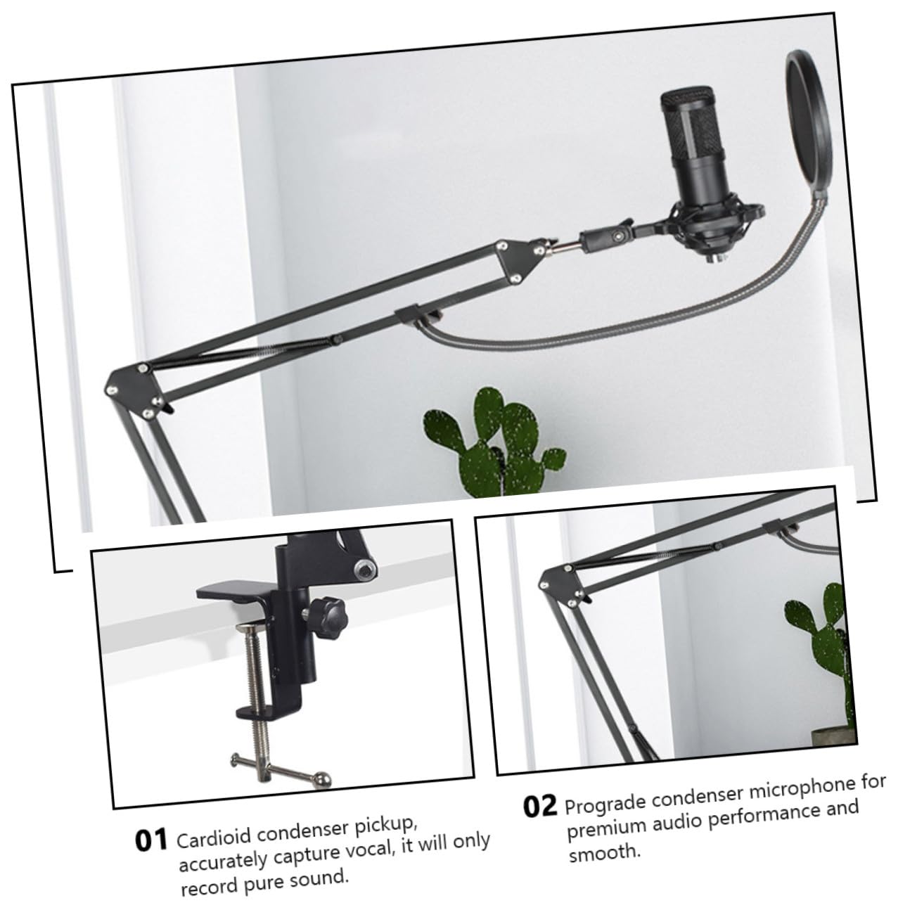 CLISPEED Microfono Condensatore in Leggera Lega di Alluminio per Registrazione Professionale USB Regolazione Volume Colore Casuale per Studi di Registrazione e Doppiaggio