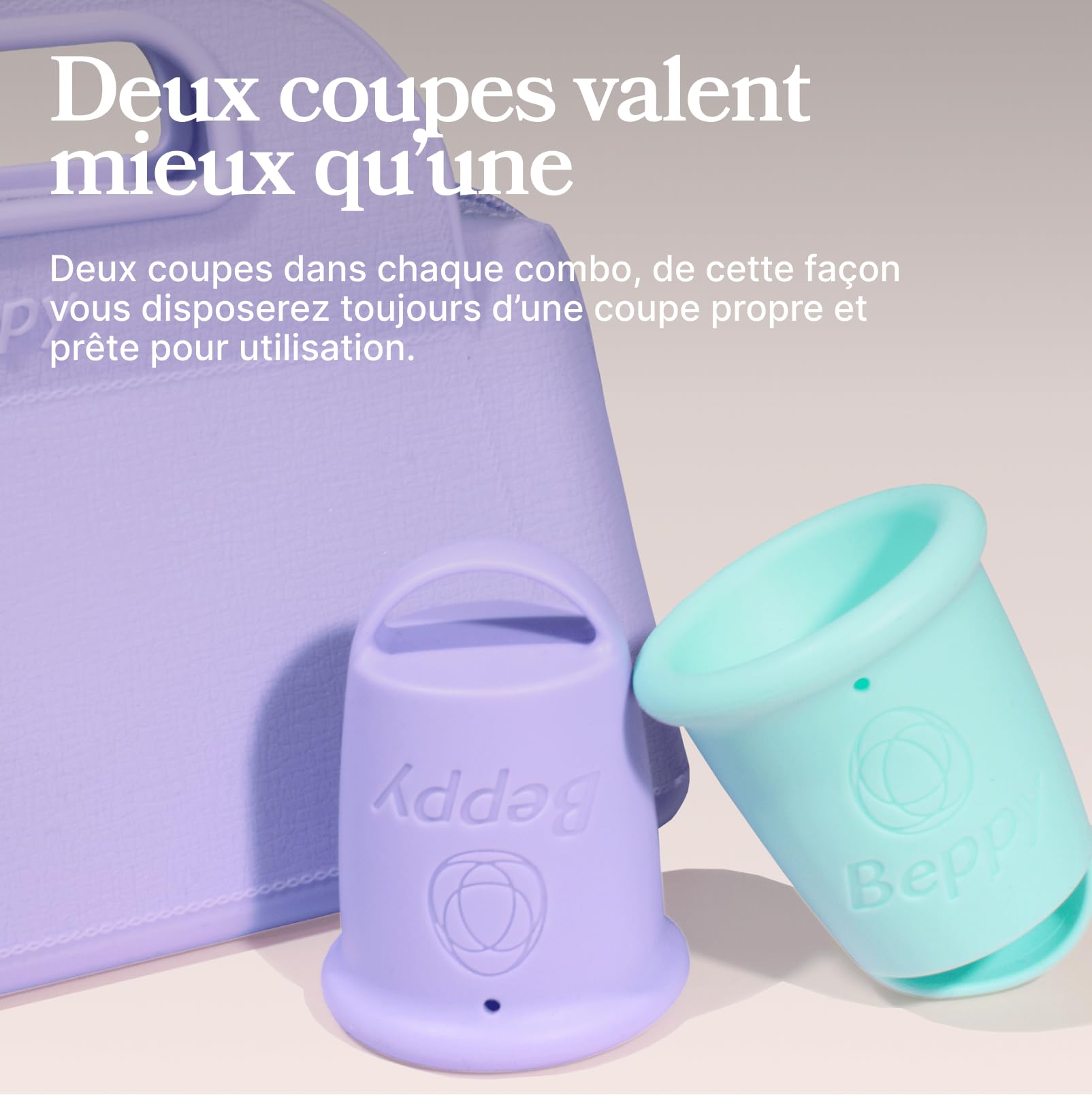 Beppy Coppetta Menstruale Combo Ocean: 2 Coppette Mestruali | Coppetta Menstruale Silicona Medicale (Turchese/Lilla)