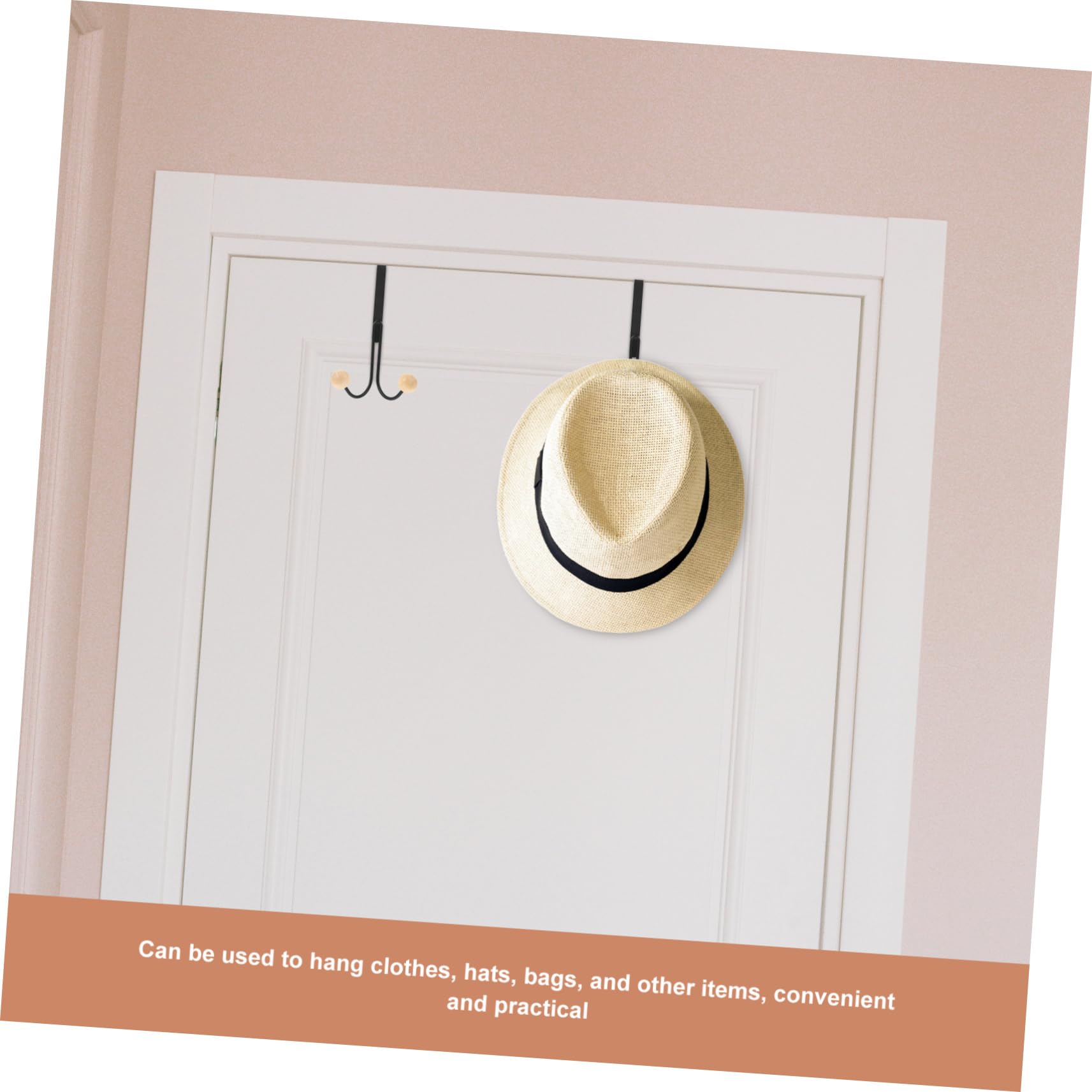 PRETYZOOM Gancho De Puerta Gancho Para Toallas Sobre La Puerta Encima Perchas Abrigos Afuera Ganchos De Puerta Estante Colgante Manos Prenda De Madera Negro 2 Piezas X 4