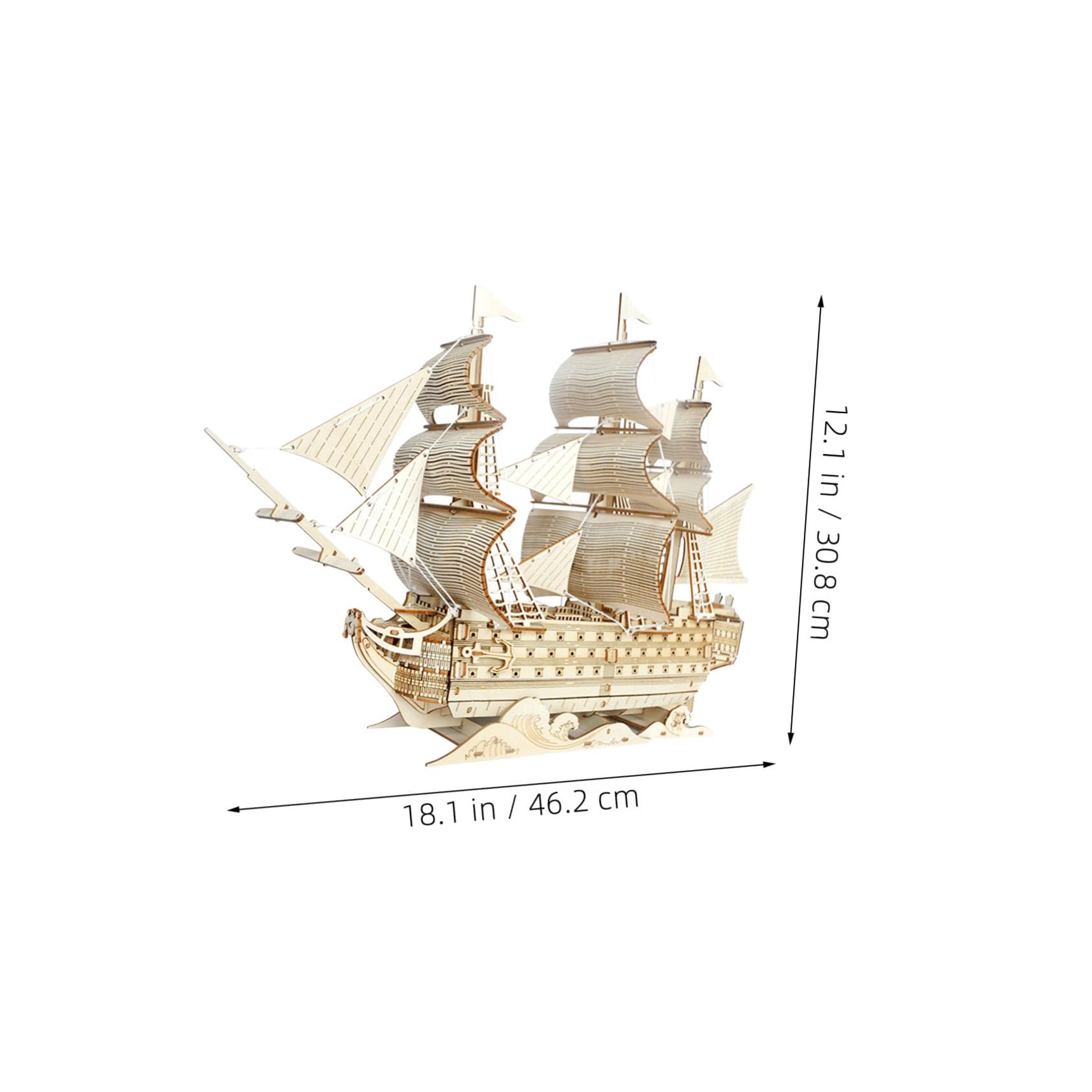 ERINGOGO Puzzle del di puzzle adulti decorazione da tavolo arredamento a tema nautico di nave in legno Light Brown
