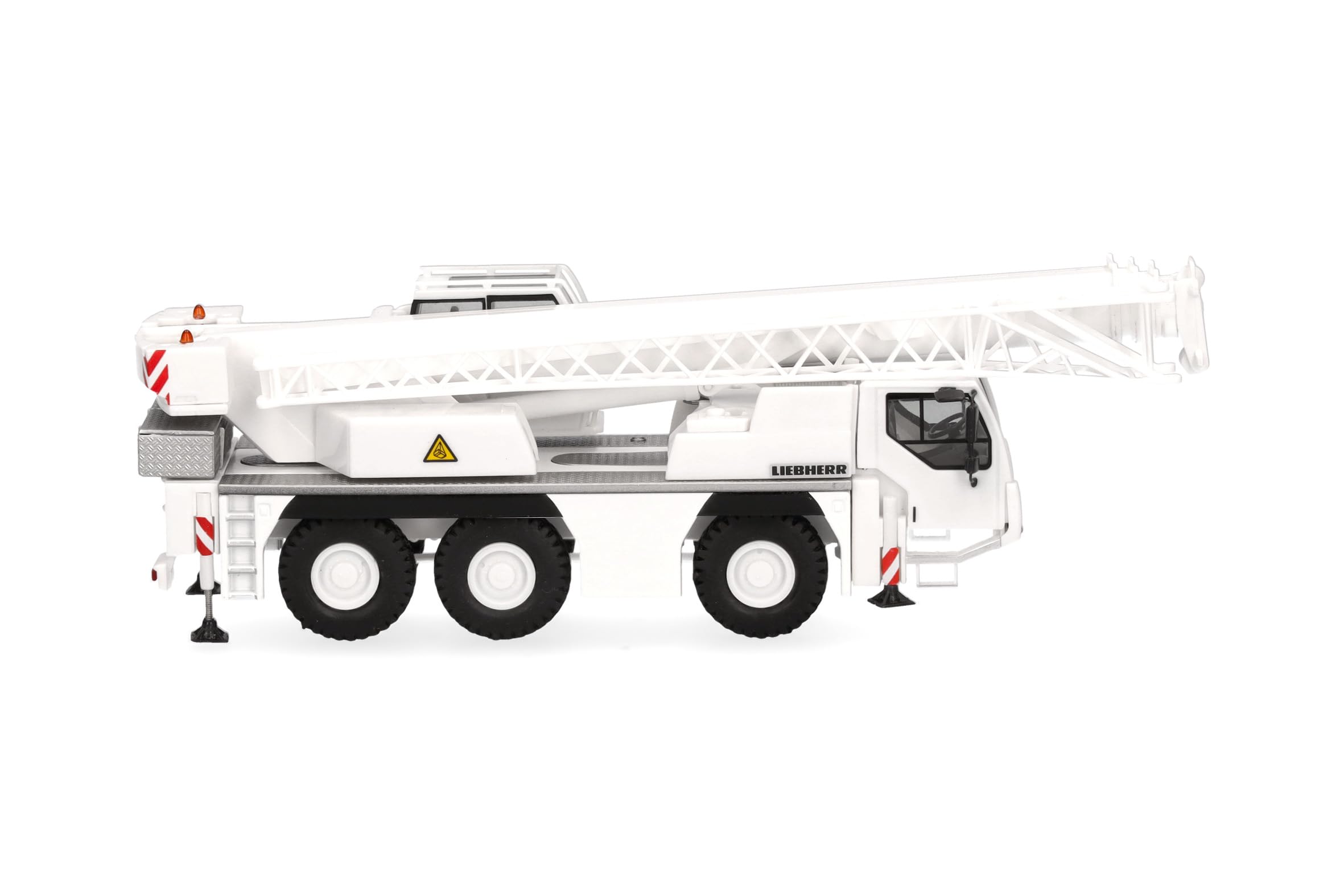 Herpa model ciężarówki Liebherr żuraw samojezdny LTM 1045 „Liebherr”, miniatura w skali 1:87, model kolekcjonerski, Made in Germany, tworzywo sztuczne, biały