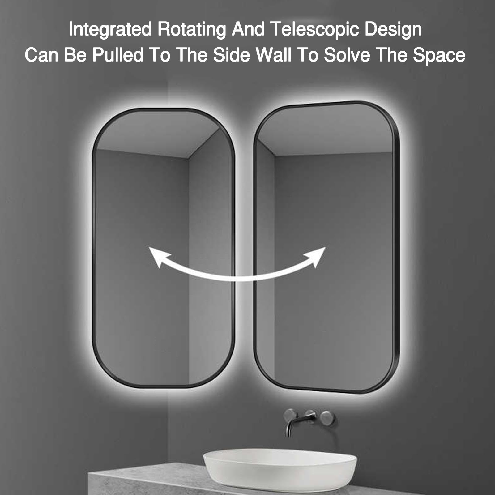 Specchio da bagno a LED, 3 temperature di colore, dimmerabile continuo