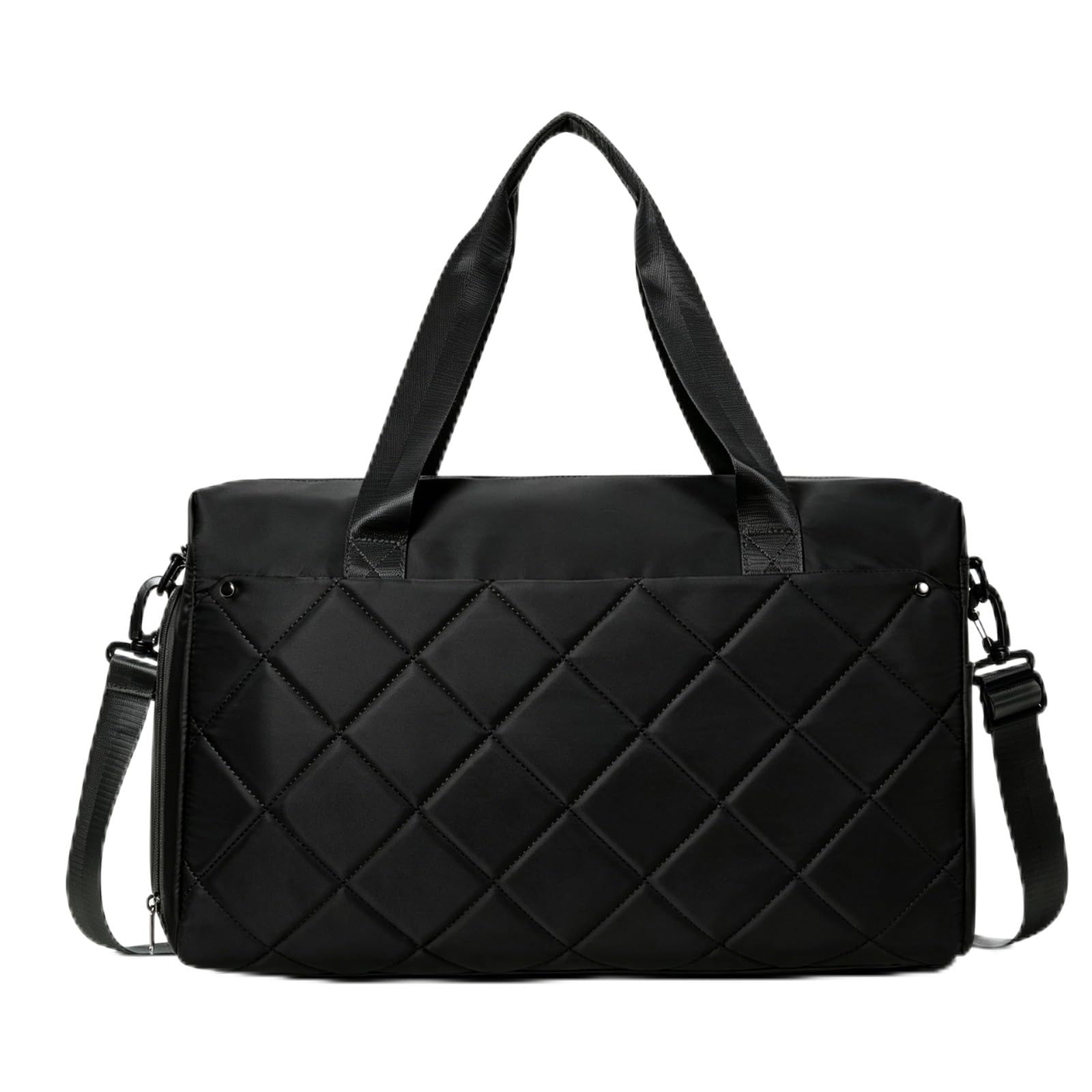 WEPLAN Gym Bag Womens Men Sports Fitness Bags Weekend Overnight Bag Travel Duffle Bags for Women with Shoes Compartment Wet Pocket,Holdall Hospital for Swimming Carry on Hand Luggag,F2-Black