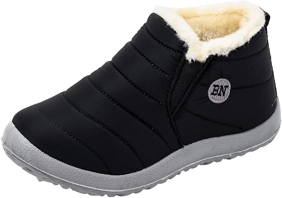 Men's Winter Boots Lined Waterproof Thermal Shoes Warm Thick Snow Boots Winter Short Shaft Boots with Flat Sole Slip On Boots Cosy Snow Boots Lightweight Ankle Boots