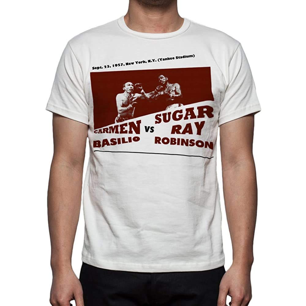 Y-TM Palalula Men's Boxing Fight Carmen Basilio vs. Sugar Ray Robinson T-Shirt White