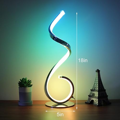 Miniatura 2 de Lámpara de mesita de noche RGB, lámpara de mesita de noche moderna regulable, lámpara de mesa LED creativa en espiral colorida para dormitorio, sala