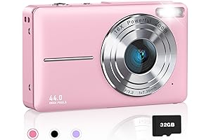 1080P FHD Digital Kid Camera, 44MP Point and Shoot