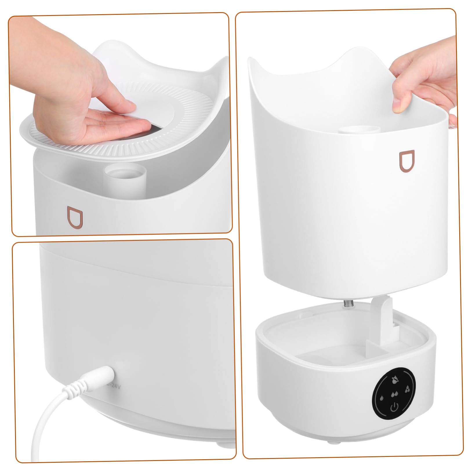 Umidificatore 3, 1l in Plastica Bianco per Camera e Ufficio | Funzionamento Silenzioso, Pannello Touch Intuitivo, Design Minimale Elegante