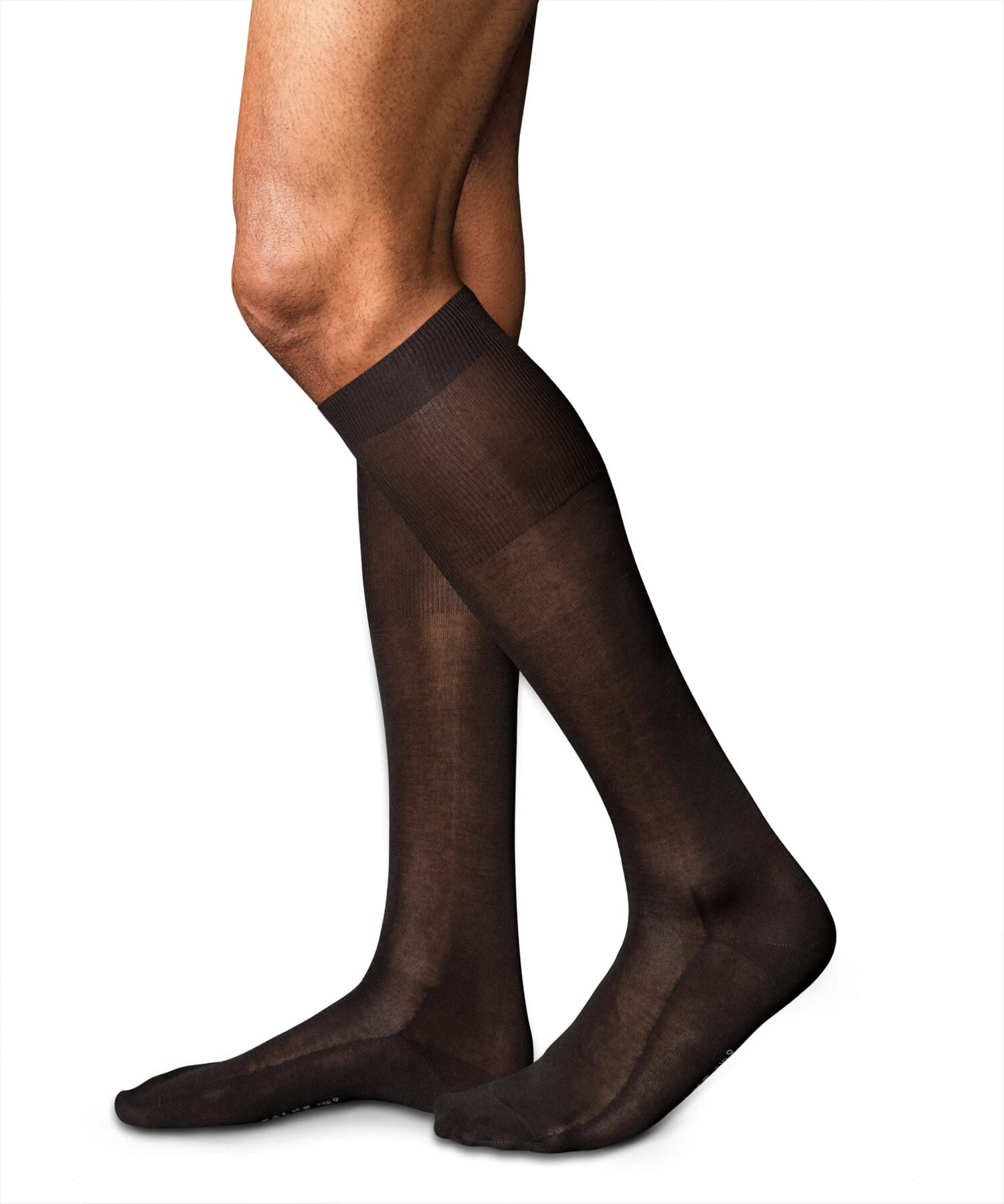FALKE uomo No. 9 calzini lunghi traspiranti cotone lucentezza setosa sottili rinforzati morbidi cuciture piatte alla punta tinta unita per look casual eleganti lavoro 1 paio