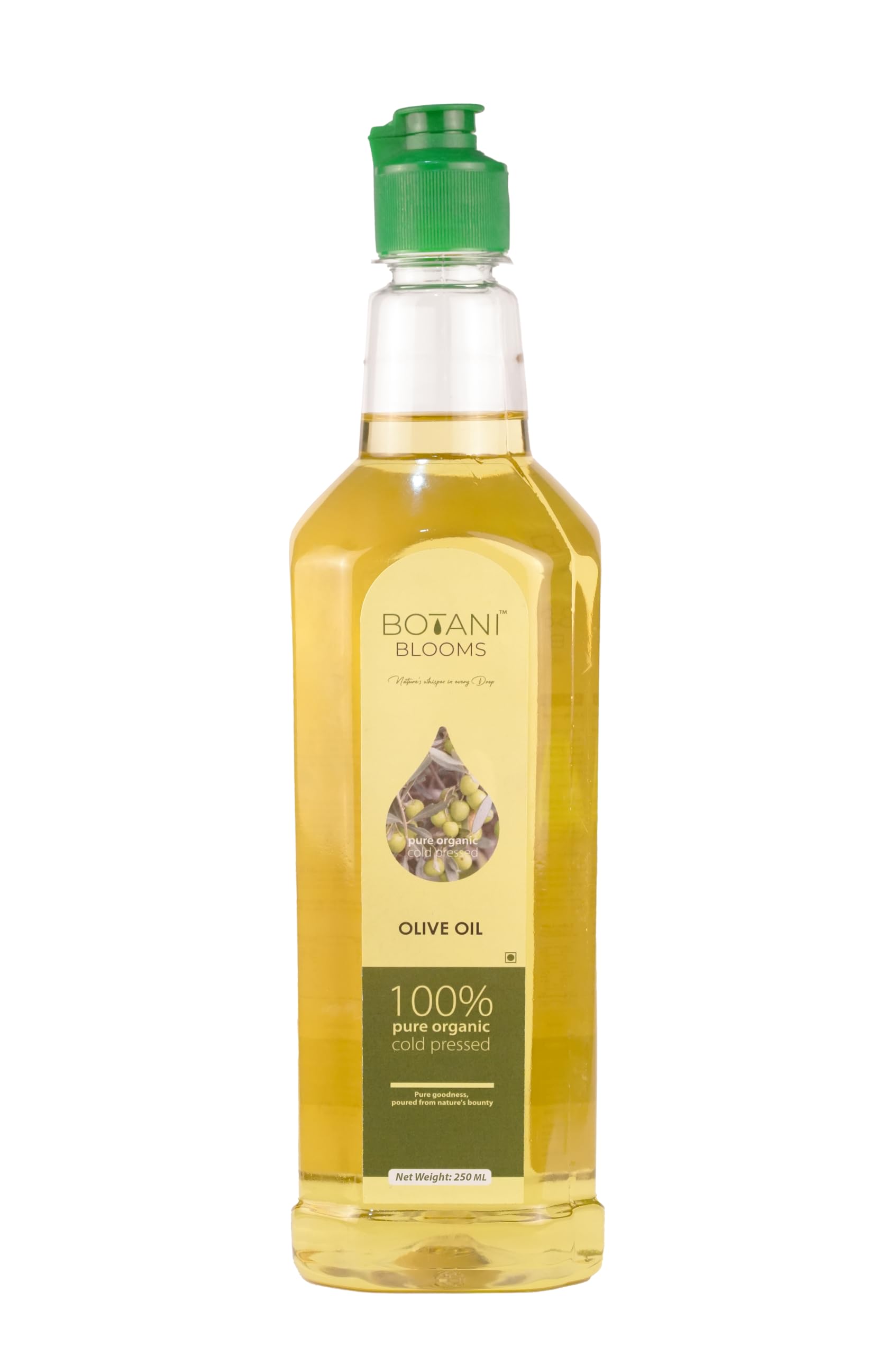 BOTANI BLOOMS -Extra Virgin Olive Oil-100% Pure Organic & Cold Pressed- Perfect for salad and paratha- rich in anti oxidants- ideal for low heat cooking like sautéing and grilling-250 Ml