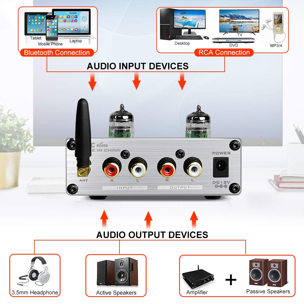 FX AUDIO Bluetooth Tube Preamp & Headphone Amp & Bluetooth Receiver