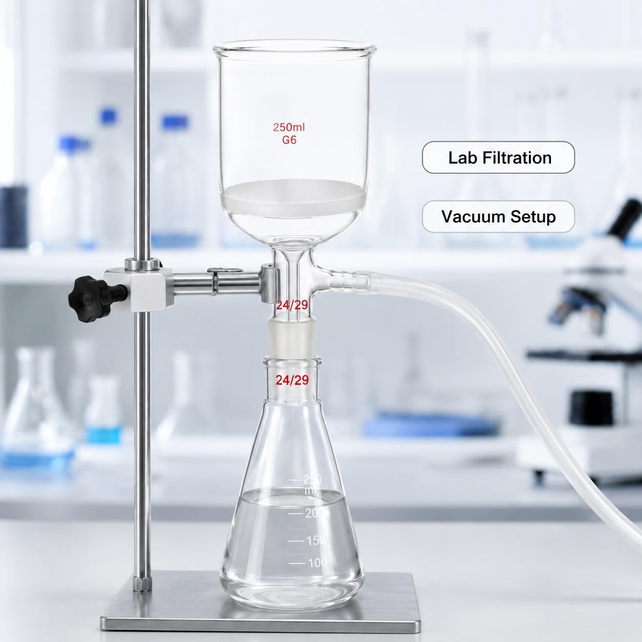 Embudo Büchner Vidrio Sinterizado G6 Filtro Succión Junta 24/29 Lab-1000ml