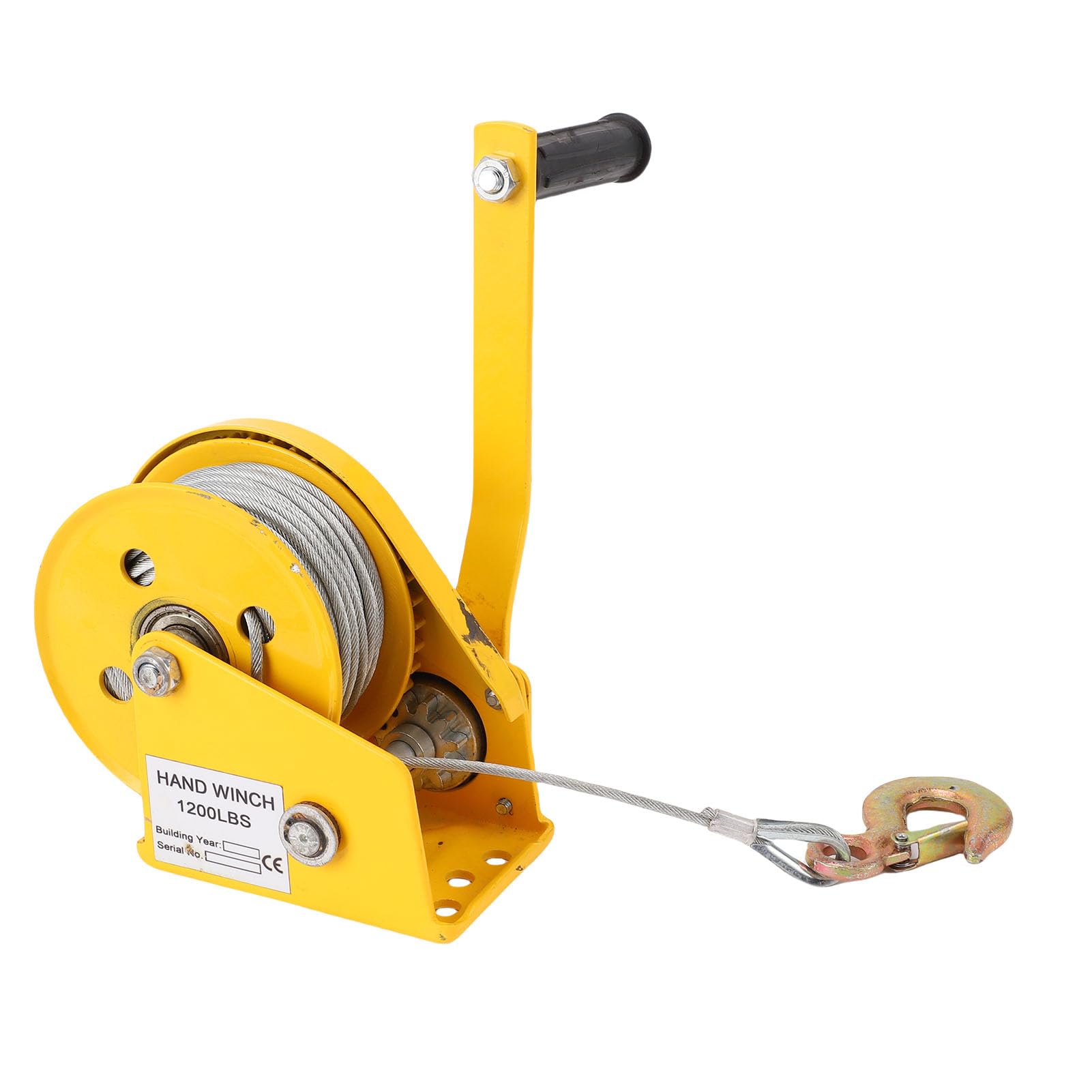 ASHATA Cabrestante Manual Resistente con Gancho de Cuerda para Remolque y Elevación de 1200 Libras, Perfecto para Camiones y Remolques, de Goma para Mayor Comodidad