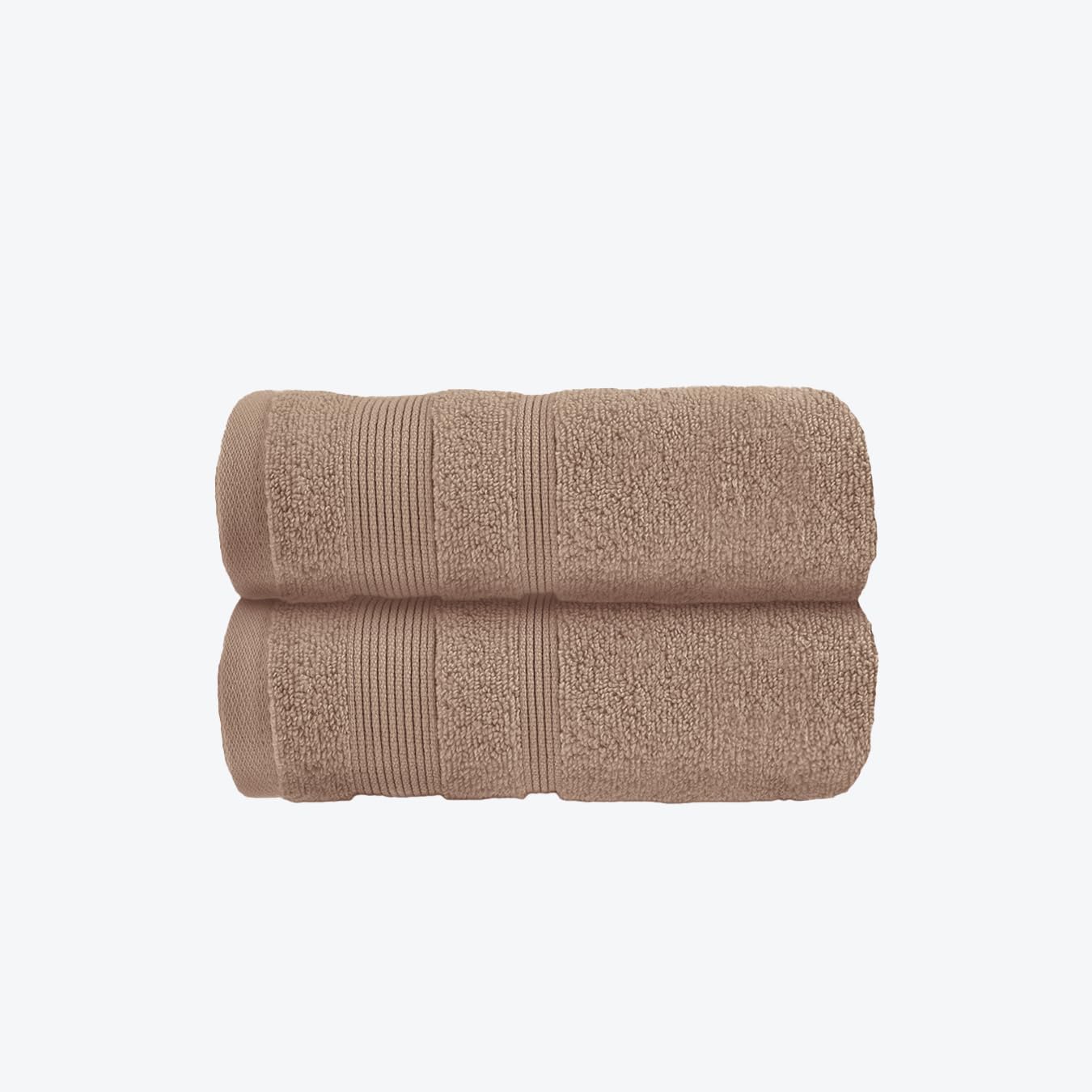Allure Zero Twist Hand Towel Set for Bathroom, Pack of 2, 50 x 85cm, 100% Egyptian Cotton (Mocha)
