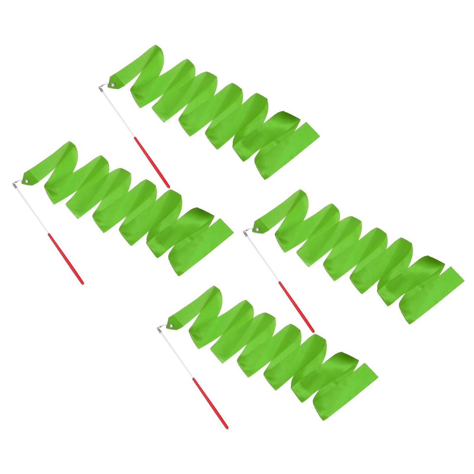 YELARXI 4 Pcs Dance Ribbons, 78.7" Gymnastics Ribbon Streamers, Rhythmic Dance Twirling Sticks with Non-Slip Red Wand -Fitting for (Gymnastics/Talent Shows/Artistic/Party) Dark Green