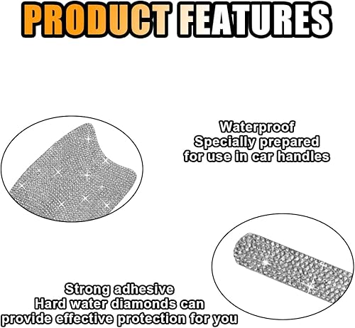 Miniatura 5 de Bling - Protector de manija de puerta de automóvil, calcomanía brillante para manija de puerta de automóvil, antiarañazos, cubierta protectora