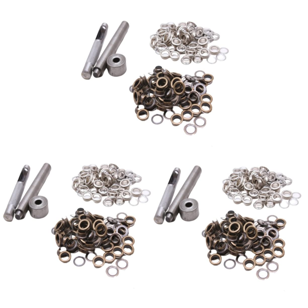STOBOK 300sets Occhielli Ottone Antico e Argento Kit Completo Con Strumenti Per Fissaggio Per Abbigliamento Scarpe e Progetti Di Fai Da Te Misura Interna Resistente e Facile Da Usare