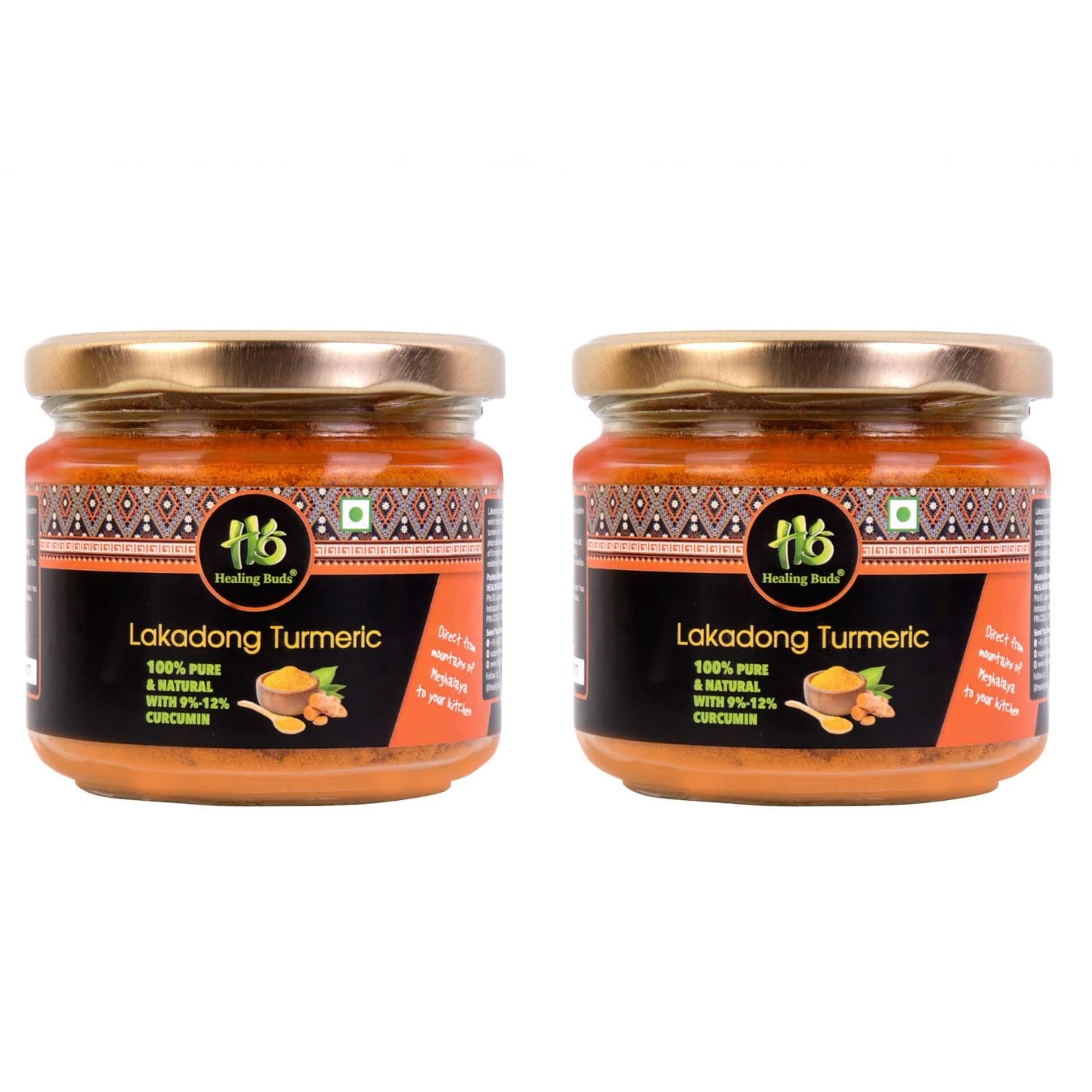 Healing Buds High Curcumin (9-12%) Lakadong Turmeric Powder/ Haldi Powder Pack of 2 (130gm Each) | Pure Meghalaya Lakadong Turmeric Powder for Cooking | Immunity Booster | Joints Pains Relief | 100% Fresh and Natural हल्दी पाउडर (B0B3RCHJMC) Amazon Price History, Amazon Price Tracker