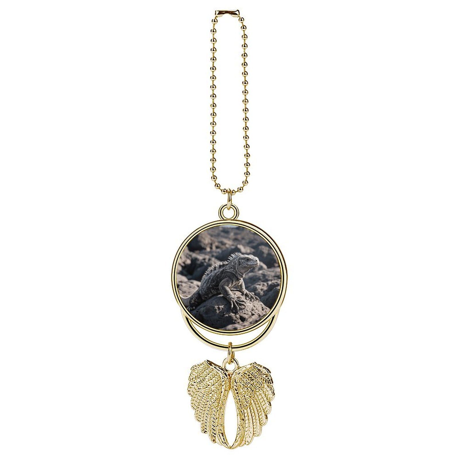 MarineIguana Guardian Angel Wing Car Ornament for Mirror, Zinc Alloy Hanging Charm with Spiritual Design for Protection, Rearview Mirror Accessory Decor Gift for Women Men(Golden)