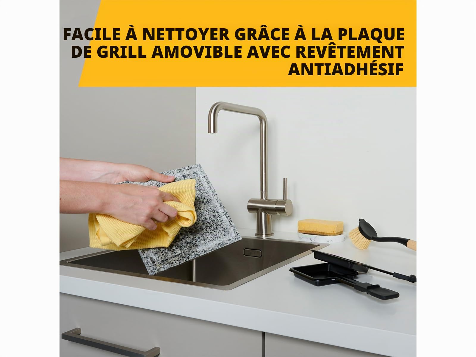 Raclette avec plaque en pierre 21 x 21 cm pour 4 personnes - Barbecue en pierre 600 W